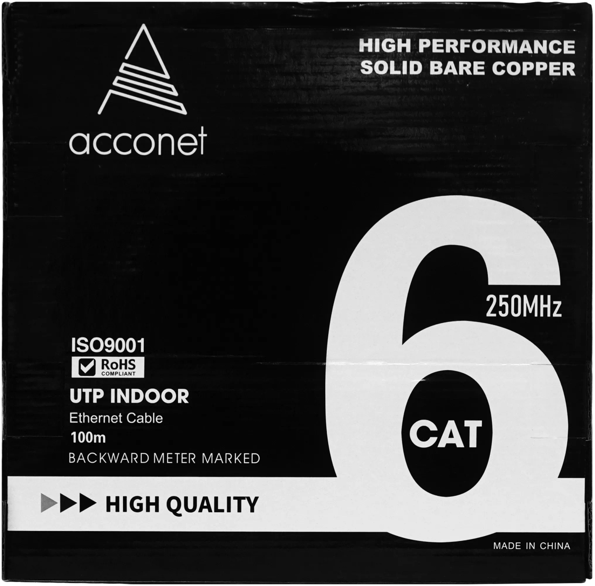 Acconet CAT6 Indoor Ethernet Cable 100m White Solid Copper UTP Pull Box | CAT6-100-SC