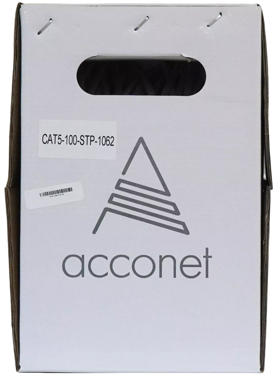 Acconet CAT5e Indoor Ethernet Cable 100m White Solid Copper STP Pull Box | CAT5-100-SC-STP