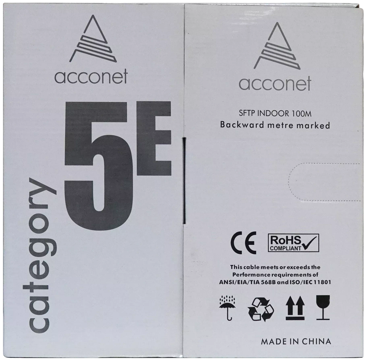 Acconet CAT5e Indoor Ethernet Cable 100m White Solid Copper STP Pull Box | CAT5-100-SC-STP