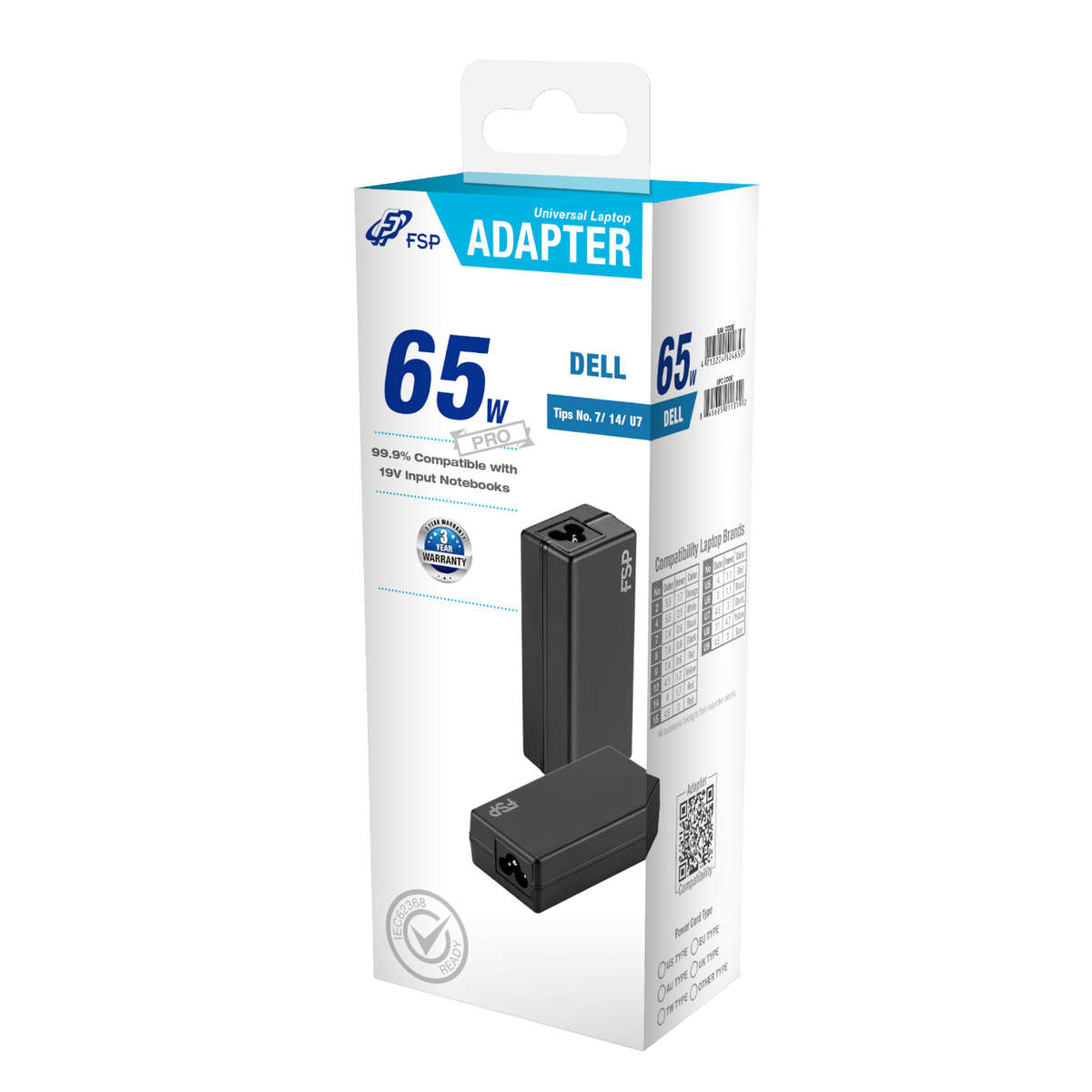 FSP PRO 65W Universal Laptop Adapter - Dell