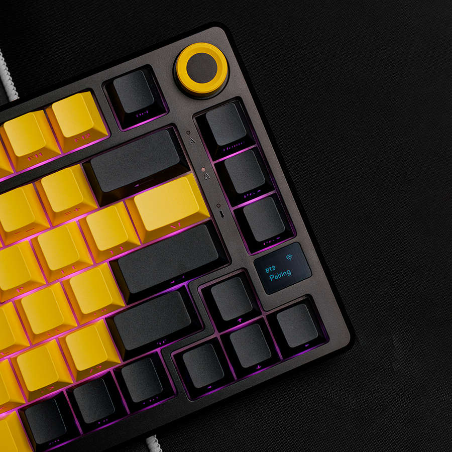 LORGAR KBP7075W, Wireless 75% Mechanical Gaming Keyboard Pro, Black/yellow, EN layout
