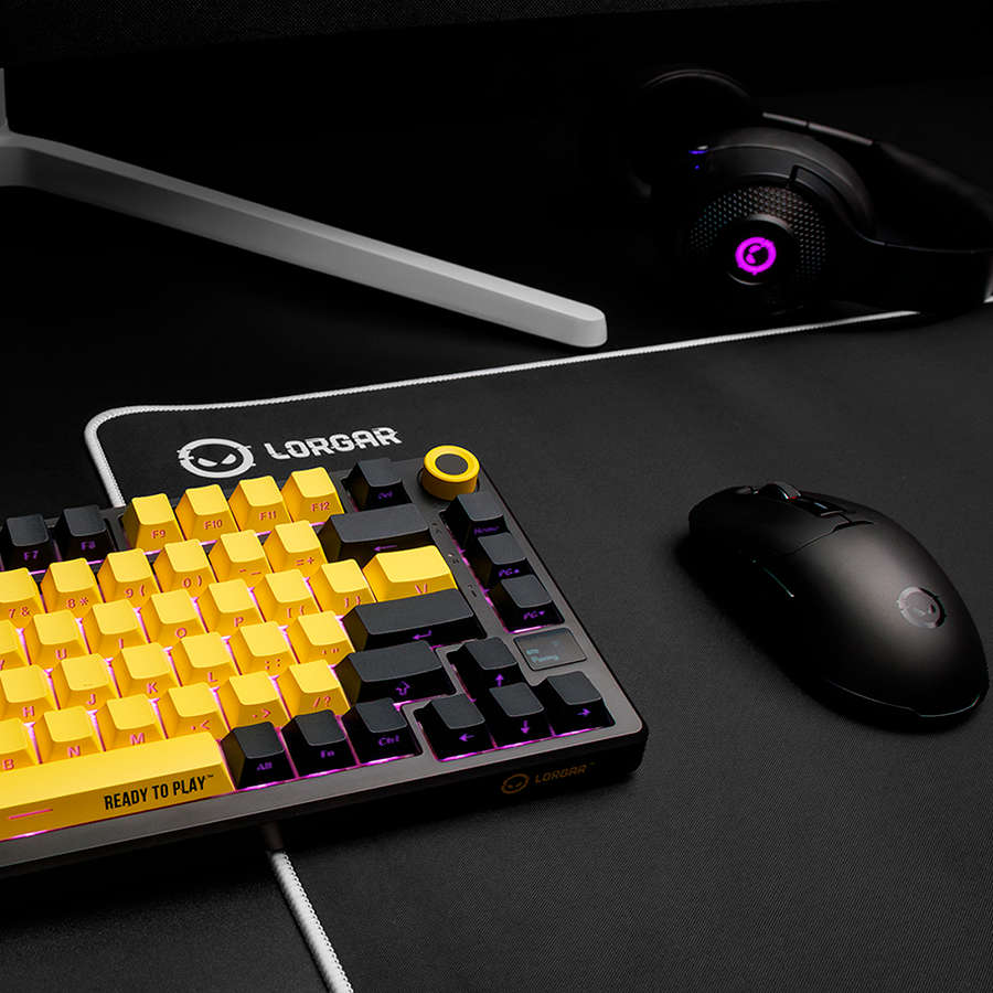 LORGAR KBP7075W, Wireless 75% Mechanical Gaming Keyboard Pro, Black/yellow, EN layout