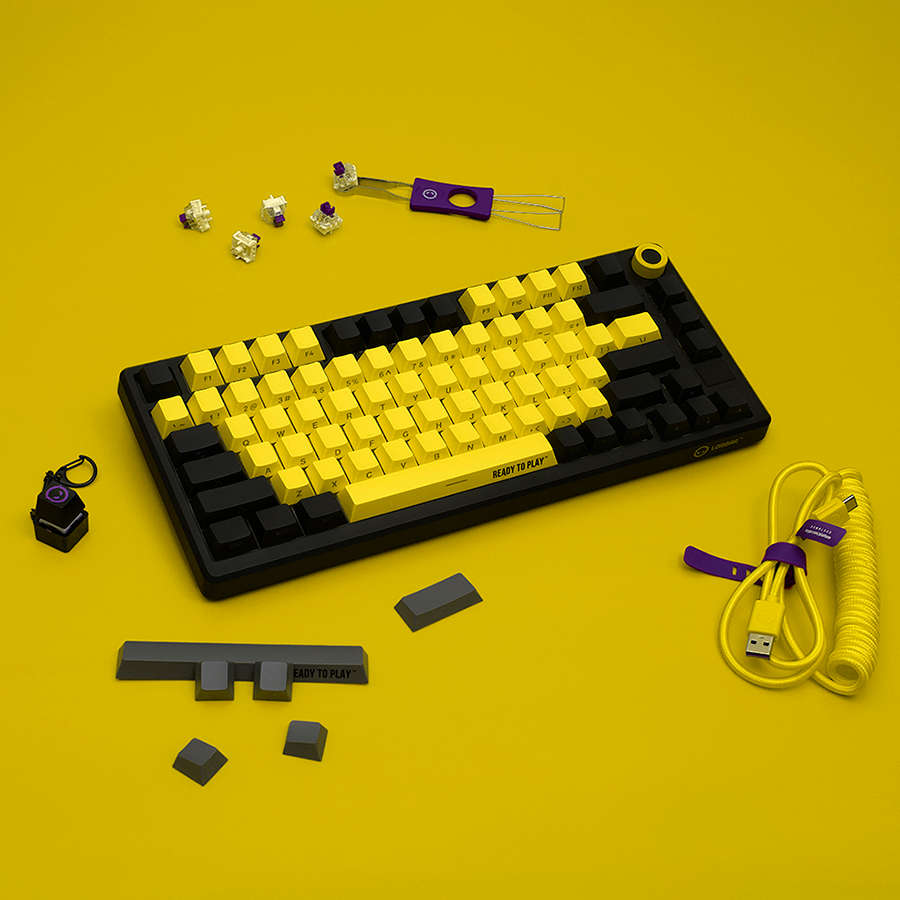 LORGAR KBP7075W, Wireless 75% Mechanical Gaming Keyboard Pro, Black/yellow, EN layout