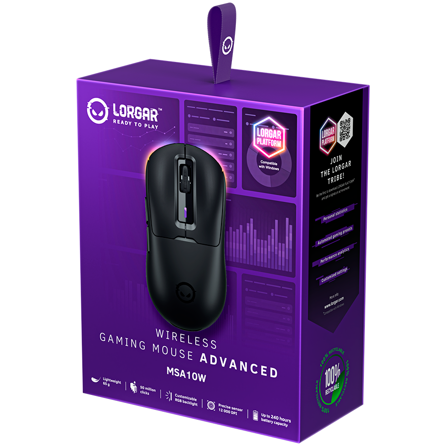 LORGAR MSA10W, Wireless Gaming Mouse Advanced, black
