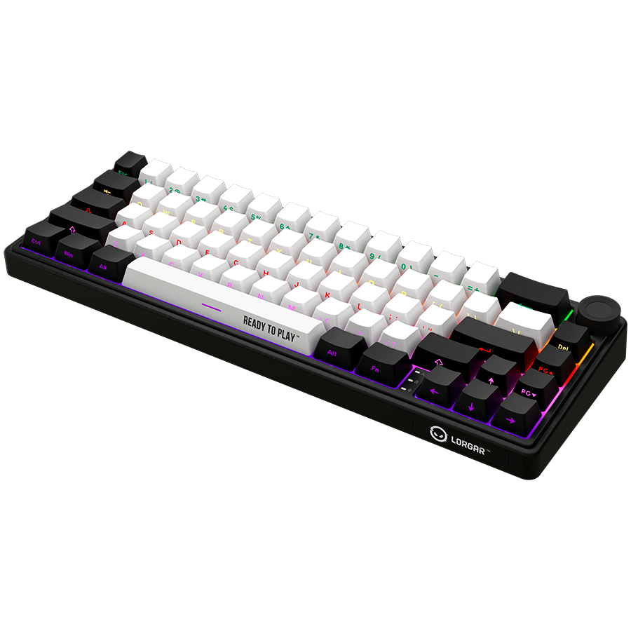 LORGAR KBP70MW, Wireless 65% Mechanical Gaming Keyboard Pro, Black/red, EN layout