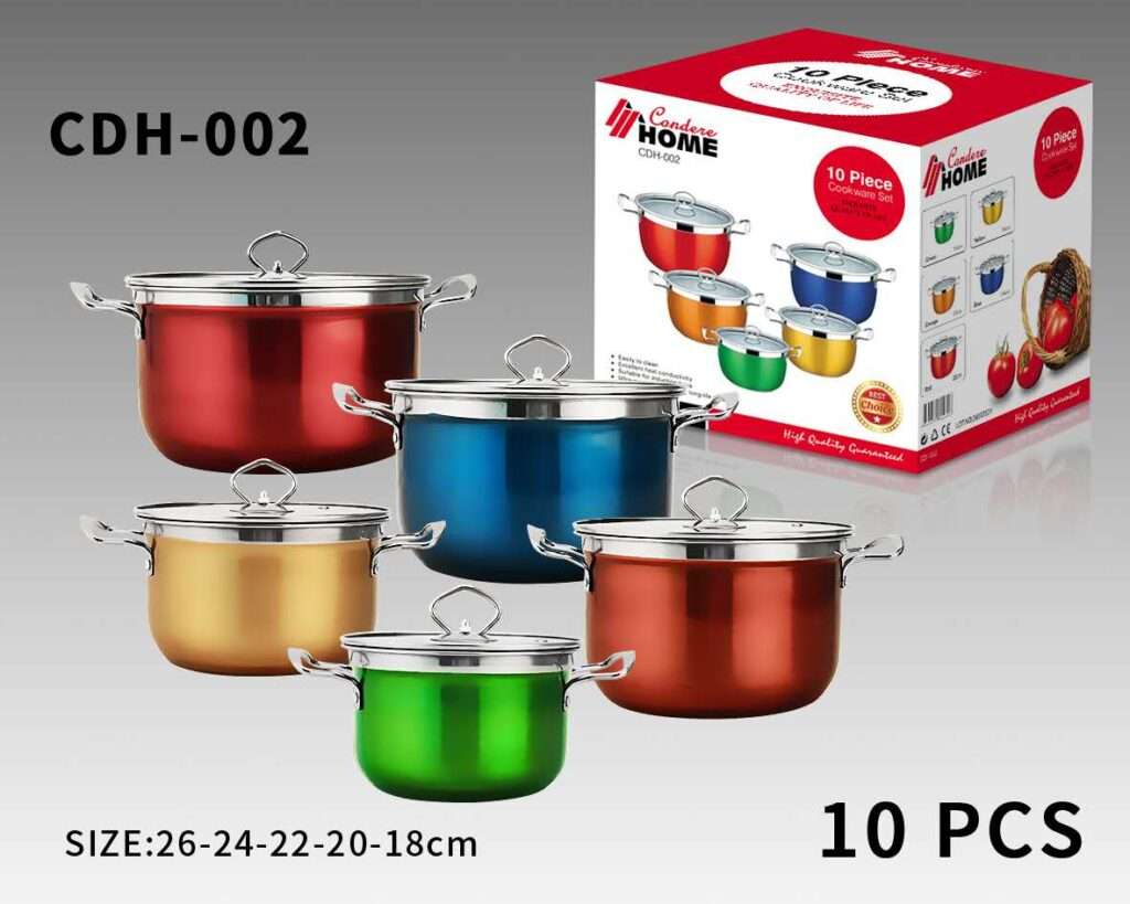 Condere Home 10 Piece Colourful Cookware Set - Pot Set