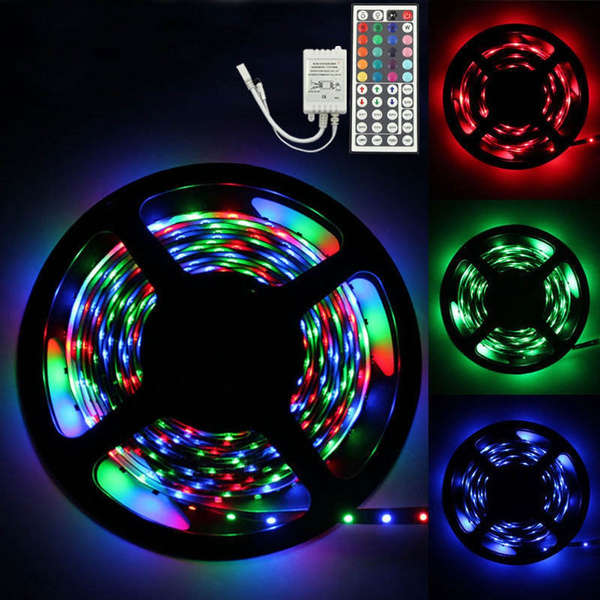 5M RGB 3528 300 Led SMD Flexible Light Strip Lamp+44 key IR Remote Controller (Color:Multicolor)