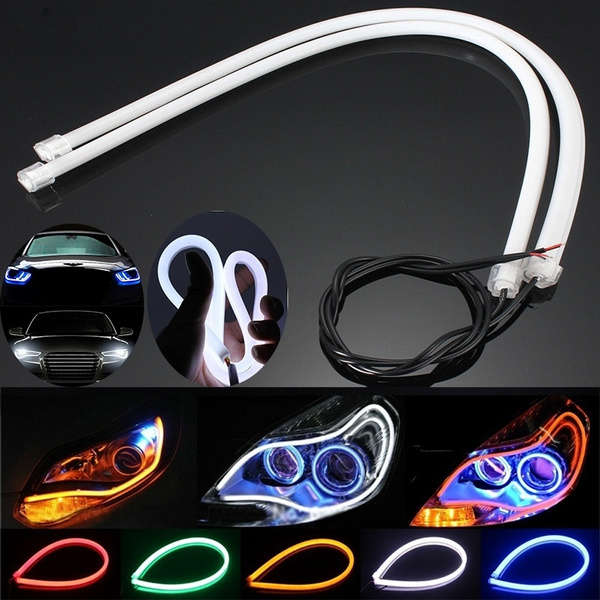 2 Pcs 60cm/45cm/30cm  Car LED Tube Strip Daytime Running Lights Turn Signal Angel Eyes