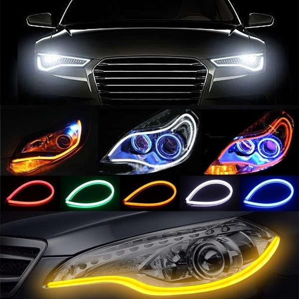 2 Pcs 60cm/45cm/30cm  Car LED Tube Strip Daytime Running Lights Turn Signal Angel Eyes