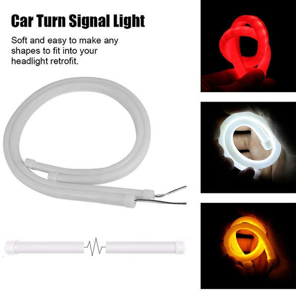 2 Pcs 60cm/45cm/30cm  Car LED Tube Strip Daytime Running Lights Turn Signal Angel Eyes