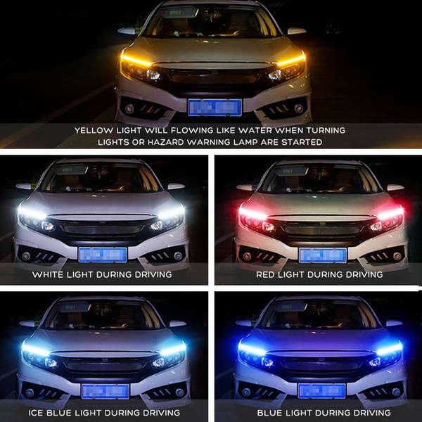 2 Pcs 60cm/45cm/30cm  Car LED Tube Strip Daytime Running Lights Turn Signal Angel Eyes