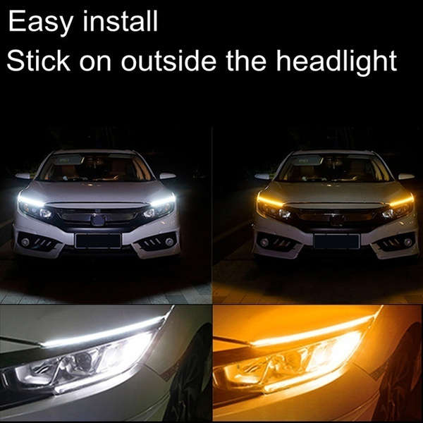 2 Pcs 60cm/45cm/30cm  Car LED Tube Strip Daytime Running Lights Turn Signal Angel Eyes