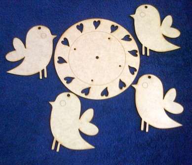 Wood Mobile BIRDS (Circle Heart) 150 x 3 mm (MOB05)