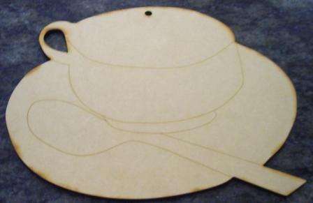 Wood Tea Cup and Saucer  282 x 239 mm (MI29)