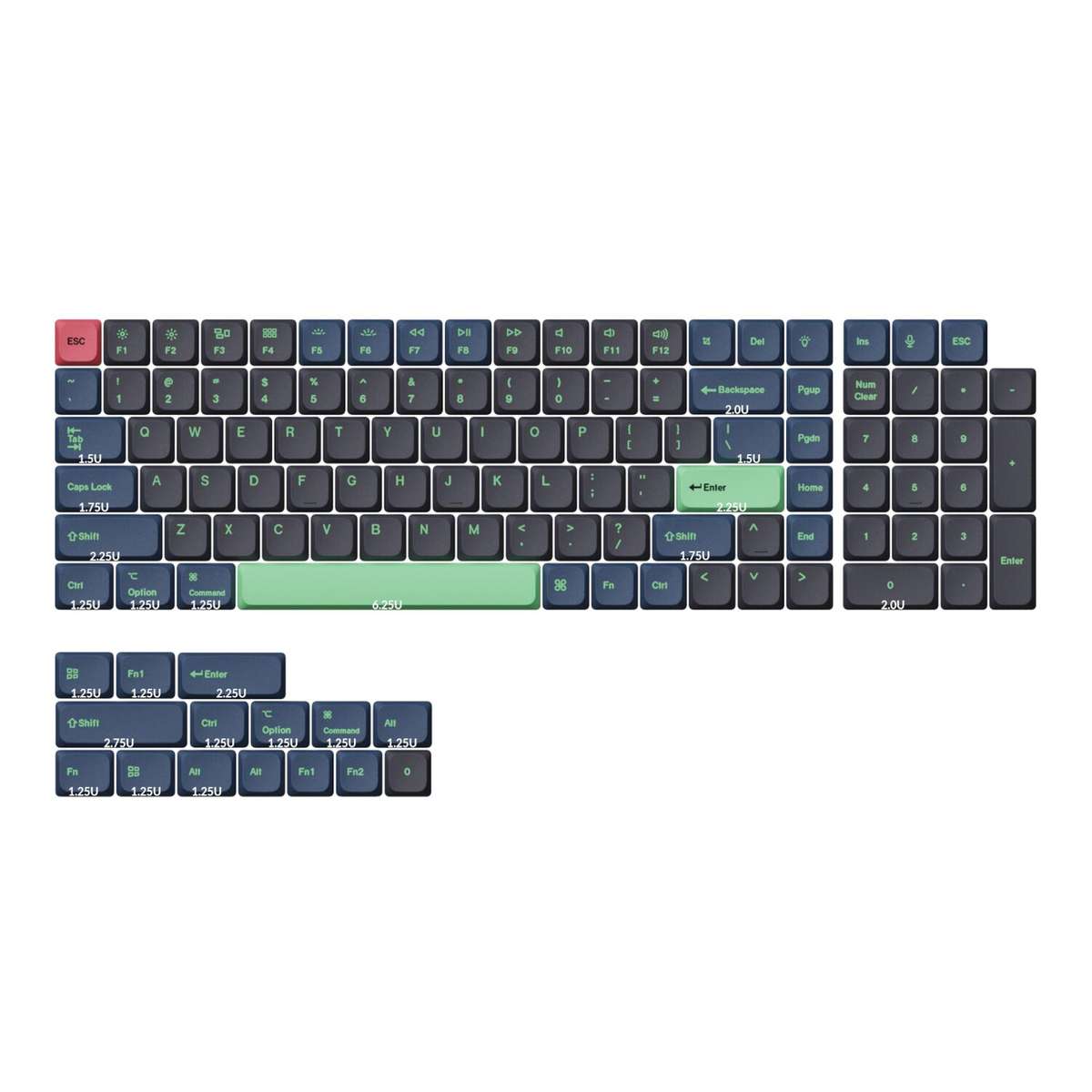 Keychron Low Profile Dye-Sub PBT LSA Full Set Keycap Set ? Hacker Edition (133 Keys, PBT, Low Pro...