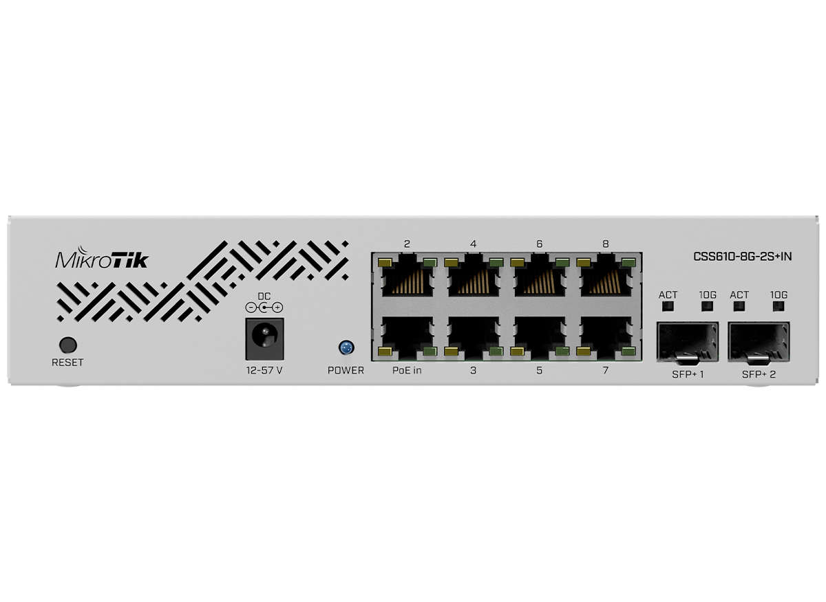 MikroTik SwOS Lite Cloud Smart Switch 8 Port Gigabit 2SFP+ PoE Input