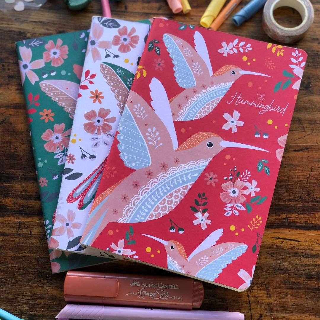 SPECIALTY JOURNALS - HUMMINGBIRD A5 NOTEBOOKS (3 PACK)