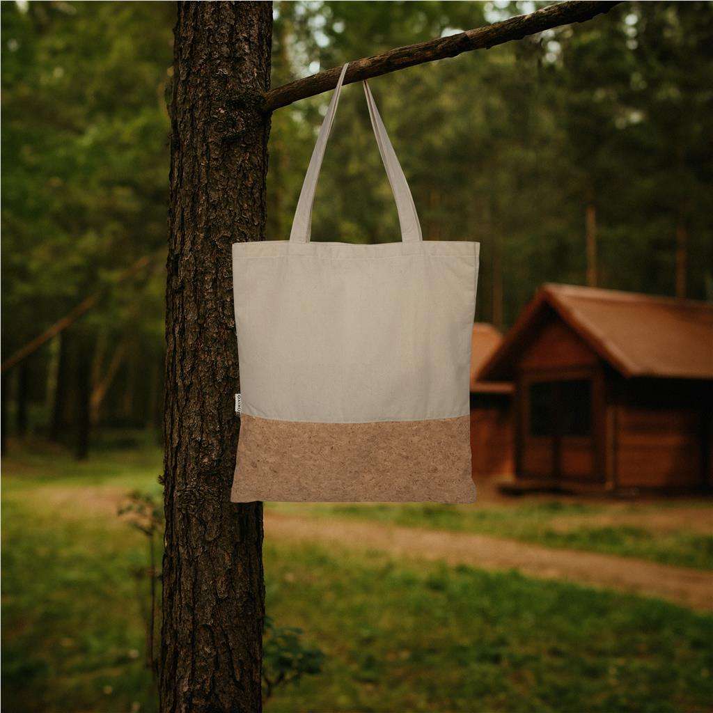 Okiyo Shukaku Cork &amp; Cotton Shopper BLACK,NATURAL,NAVY