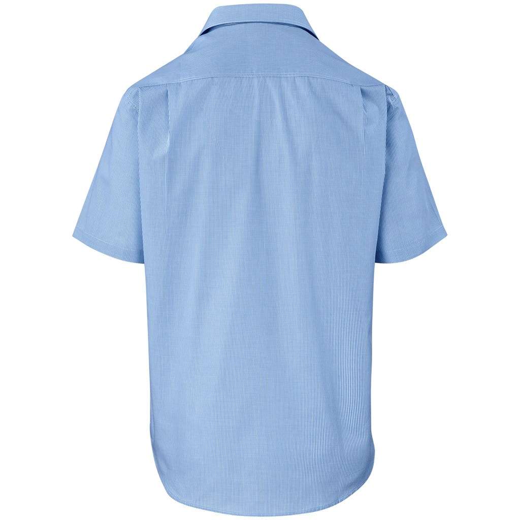 Mens Short Sleeve Micro Check Shirt - Light Blue LIGHT BLUE S,M,L,XL,2XL,3XL,4XL