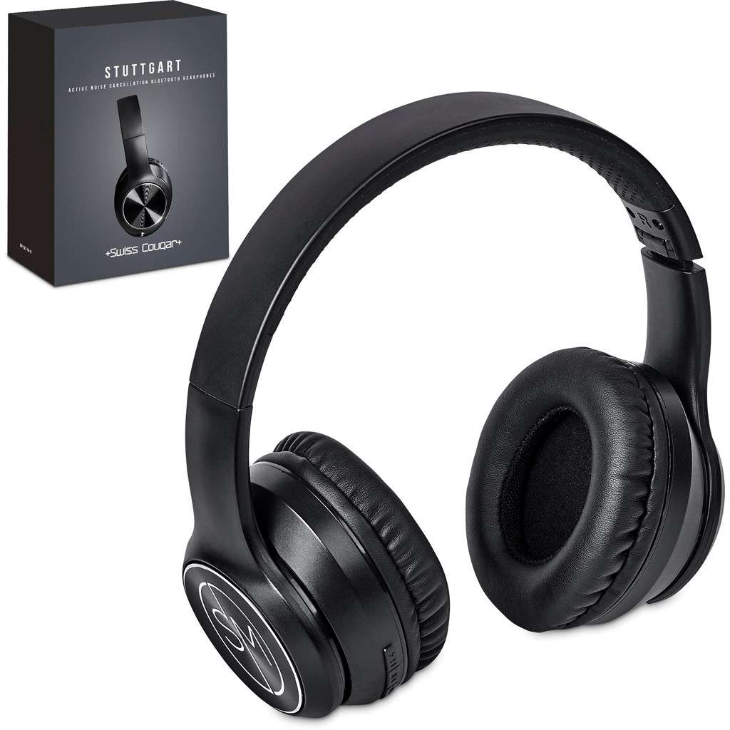 Swiss Cougar Stuttgart Active Noise-Cancelling Bluetooth Headphones BLACK