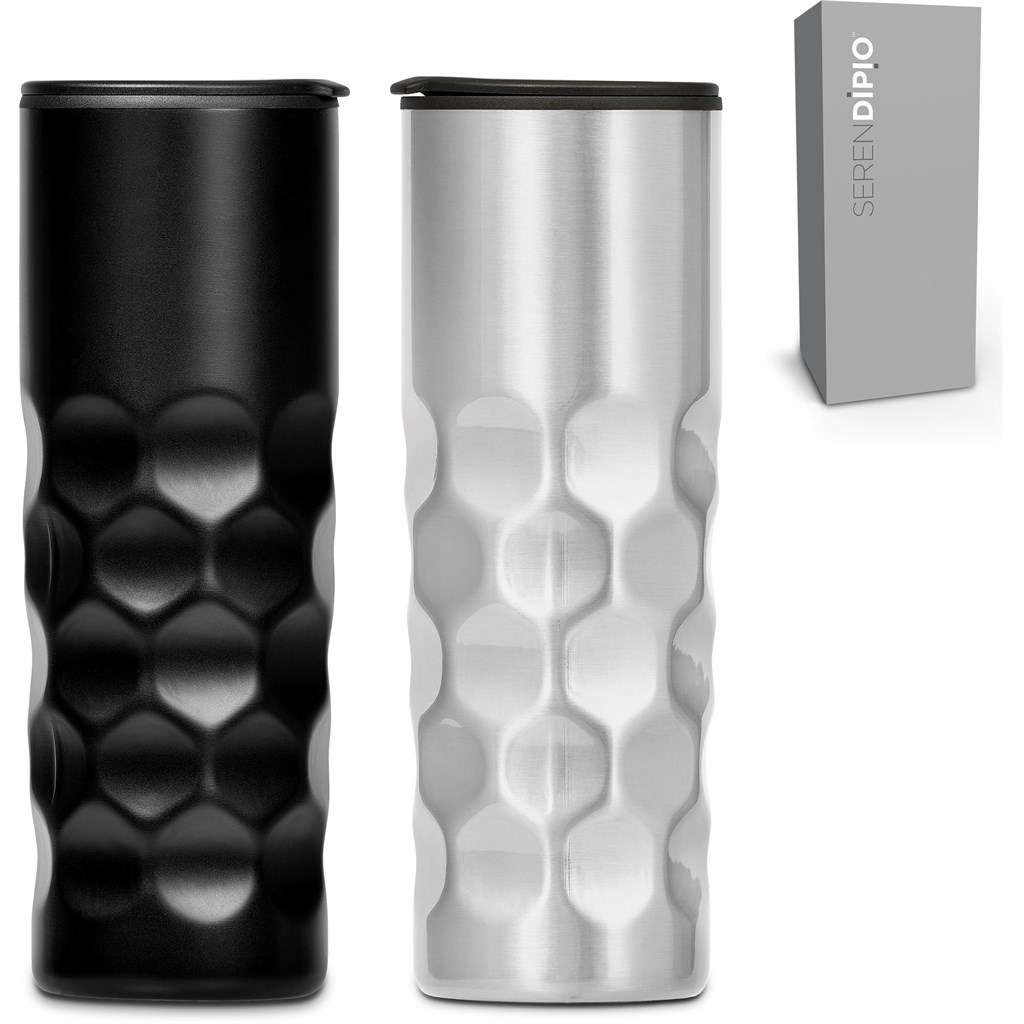 Serendipio Meteor Stainless Steel &amp; Plastic Double-Wall Tumbler - 450ml BLACK,SILVER