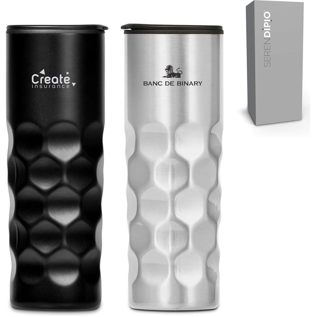 Serendipio Meteor Stainless Steel &amp; Plastic Double-Wall Tumbler - 450ml BLACK,SILVER