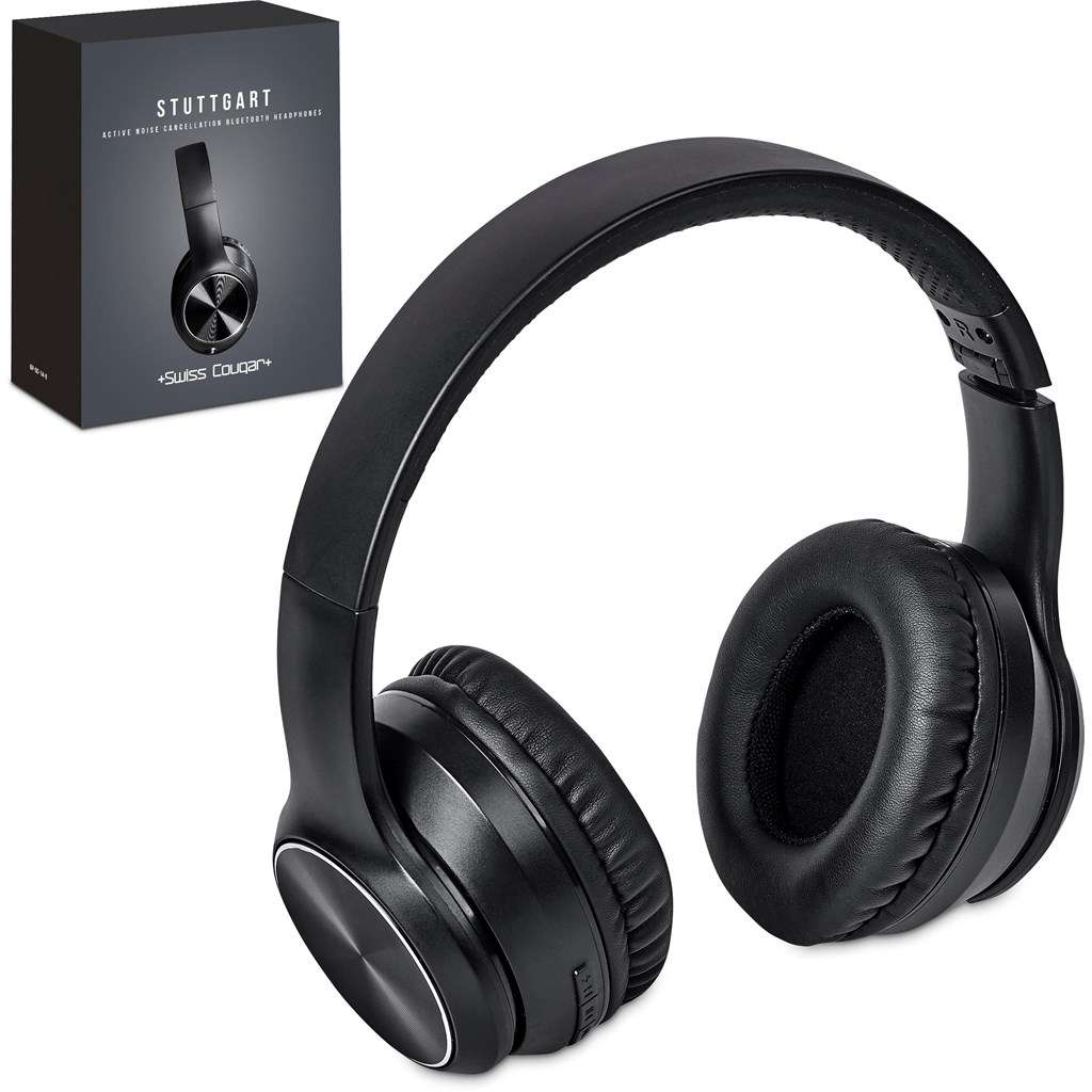 Swiss Cougar Stuttgart Active Noise-Cancelling Bluetooth Headphones BLACK