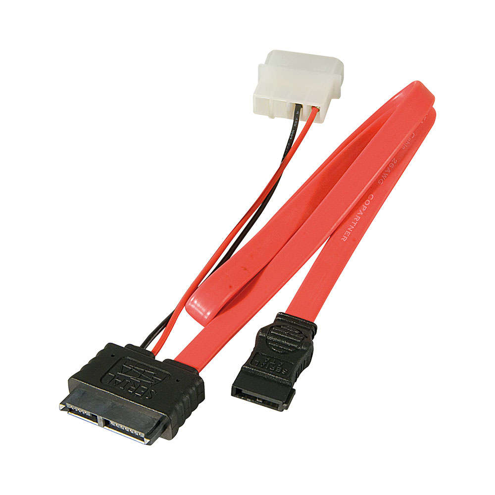 LINDY 0.3M INTERNAL SLIM SATA CABLE WITH 5.25" PSU POWER CONNECTION (33607)