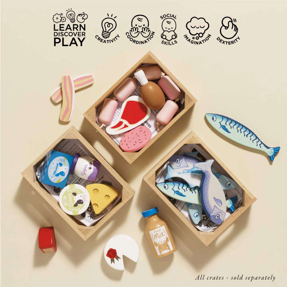 Wooden Bakery &amp; Patisserie Food Crate - 7pcs
