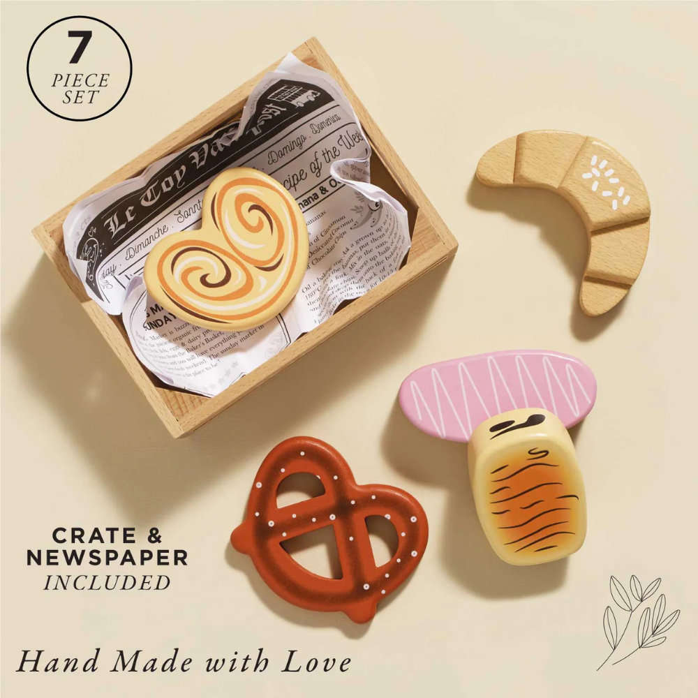 Wooden Bakery &amp; Patisserie Food Crate - 7pcs