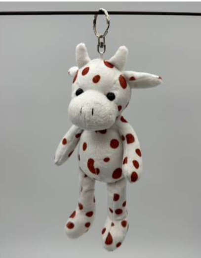 Peluche-Cow with keychain - Brown/White-18cm