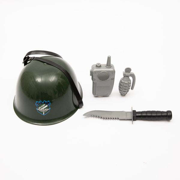 Army Costume With Walkie Talkie, Grenade, Helmet &amp; Dagger