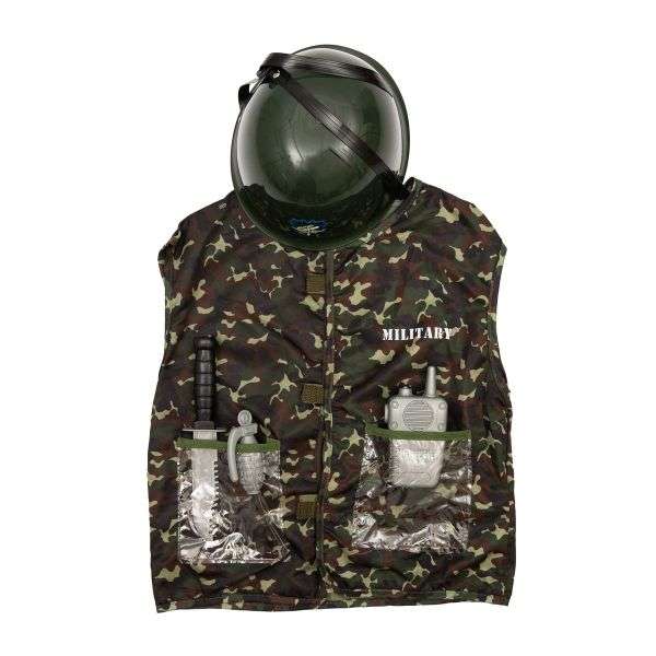 Army Costume With Walkie Talkie, Grenade, Helmet &amp; Dagger