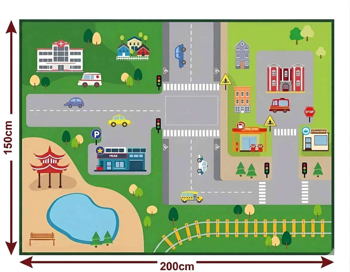 City Themed Non-Slip Carpet - 200 x 150cm