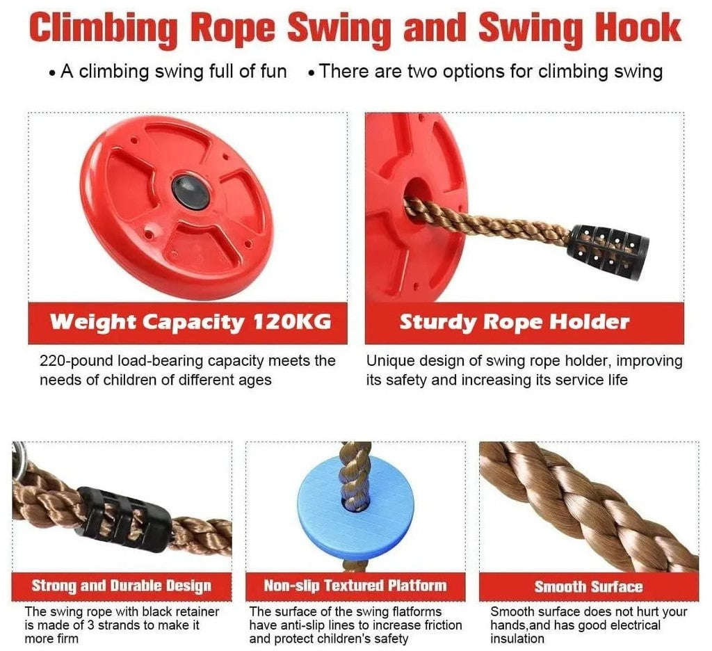 30cm Red Disc Swing with Climbing Platforms