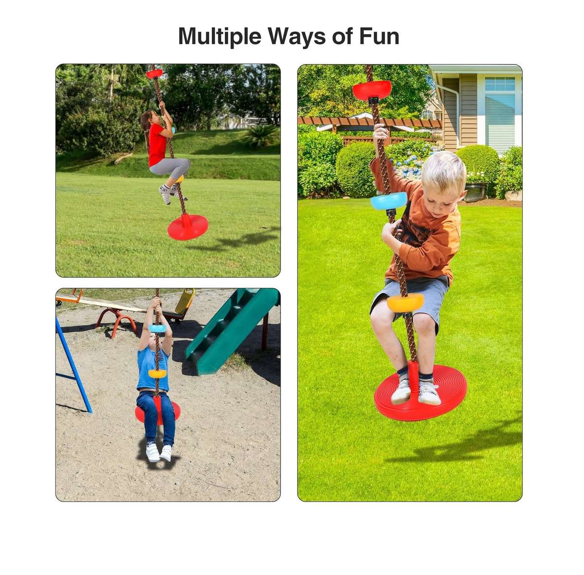 30cm Red Disc Swing with Climbing Platforms