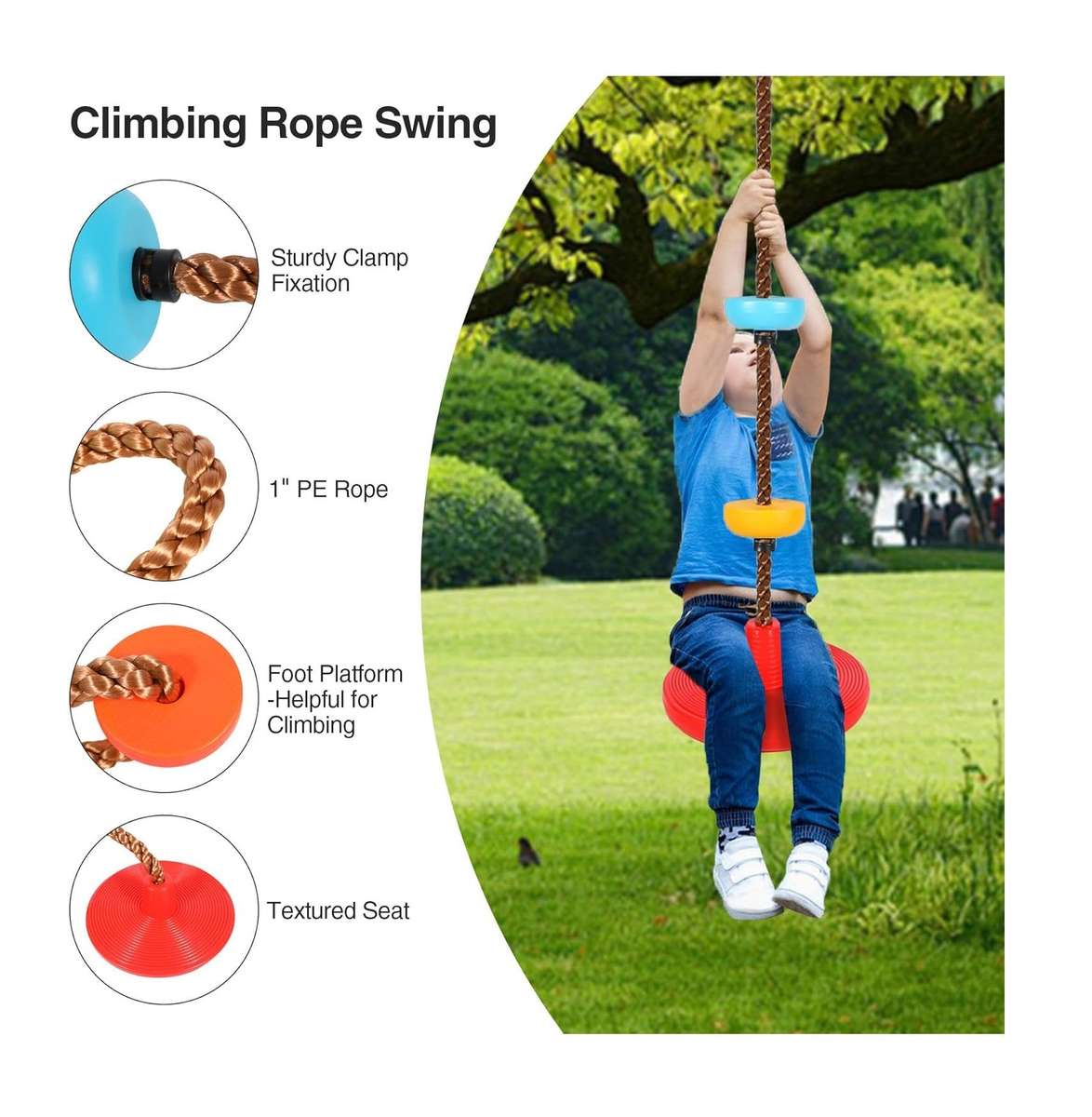 30cm Red Disc Swing with Climbing Platforms