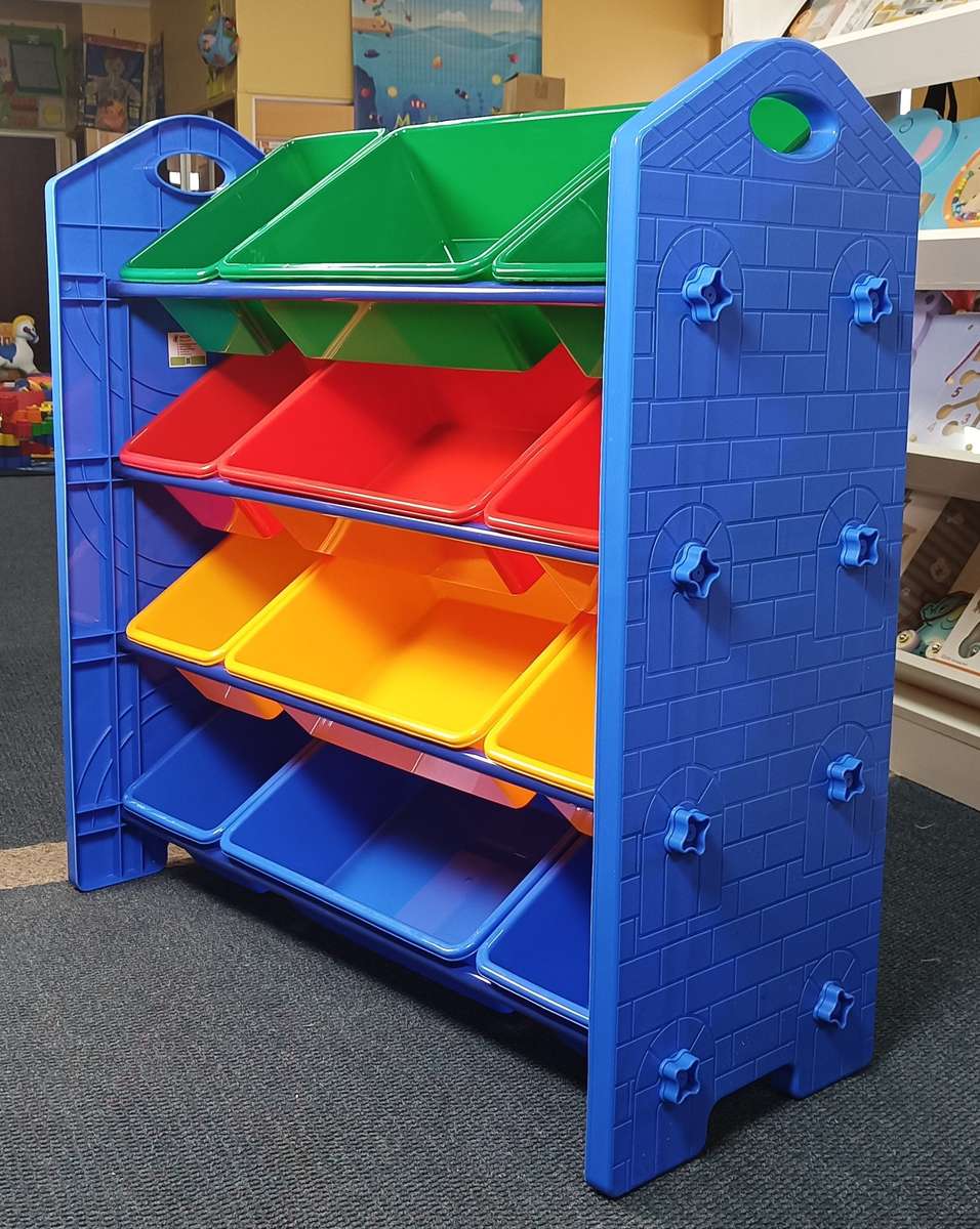 12 Bin Storage Organiser with Blue Frame