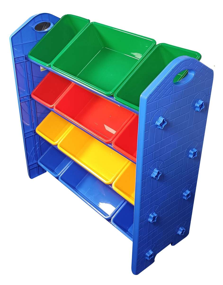 12 Bin Storage Organiser with Blue Frame