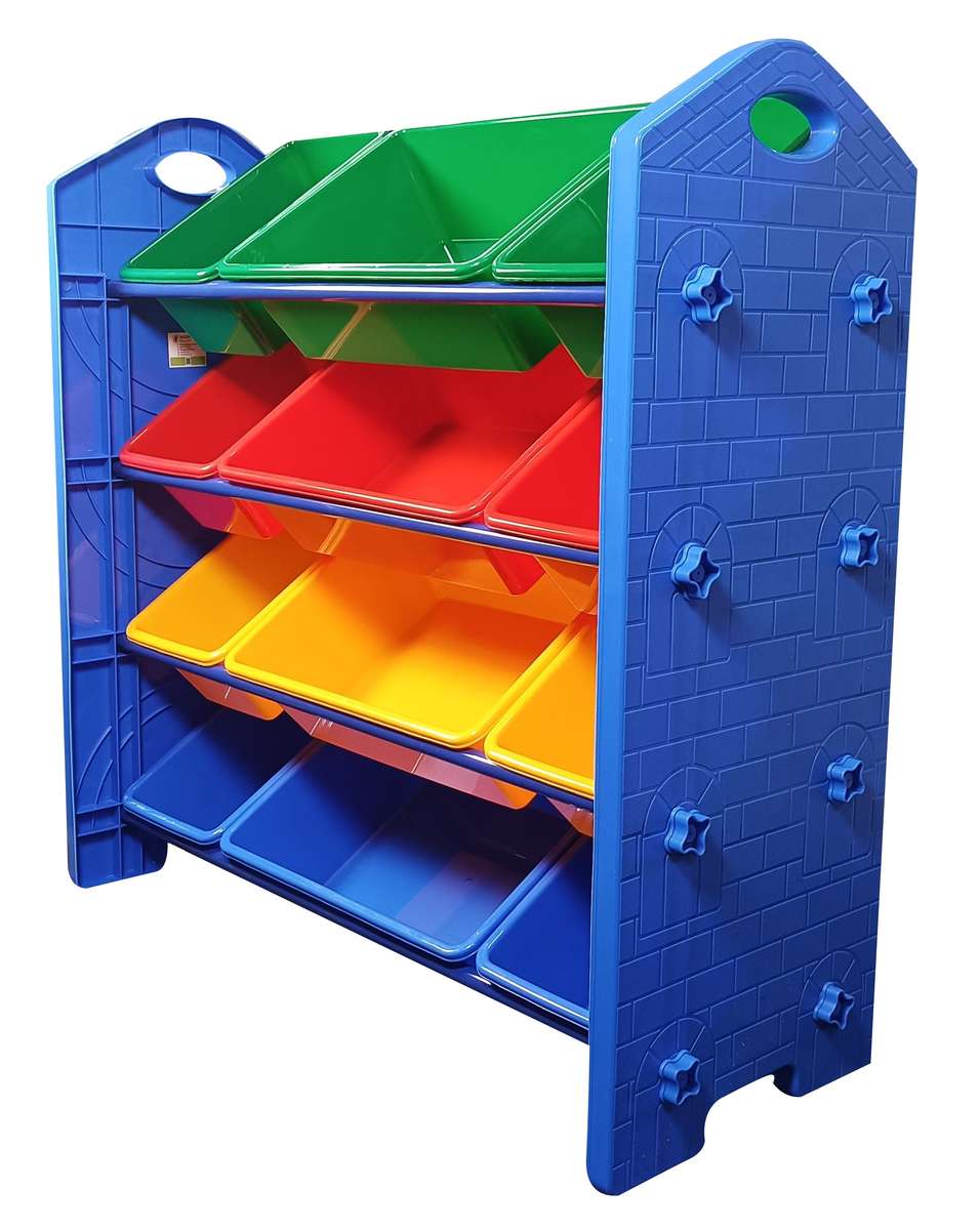 12 Bin Storage Organiser with Blue Frame