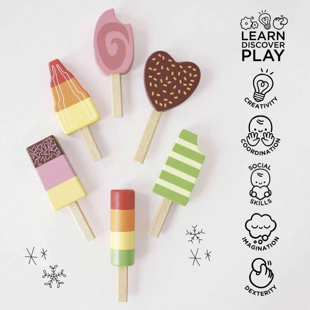Wooden Ice Lollies Popsicles - 7pcs
