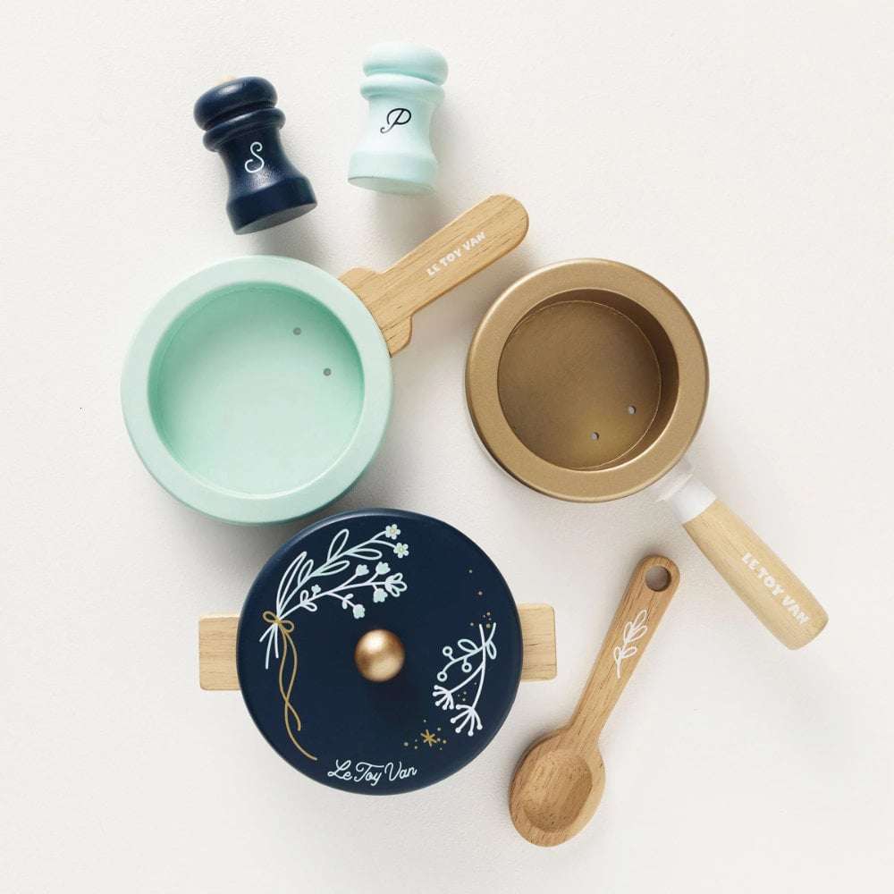 Wooden Pots &amp; Pans Kitchen Accessories - 7pcs
