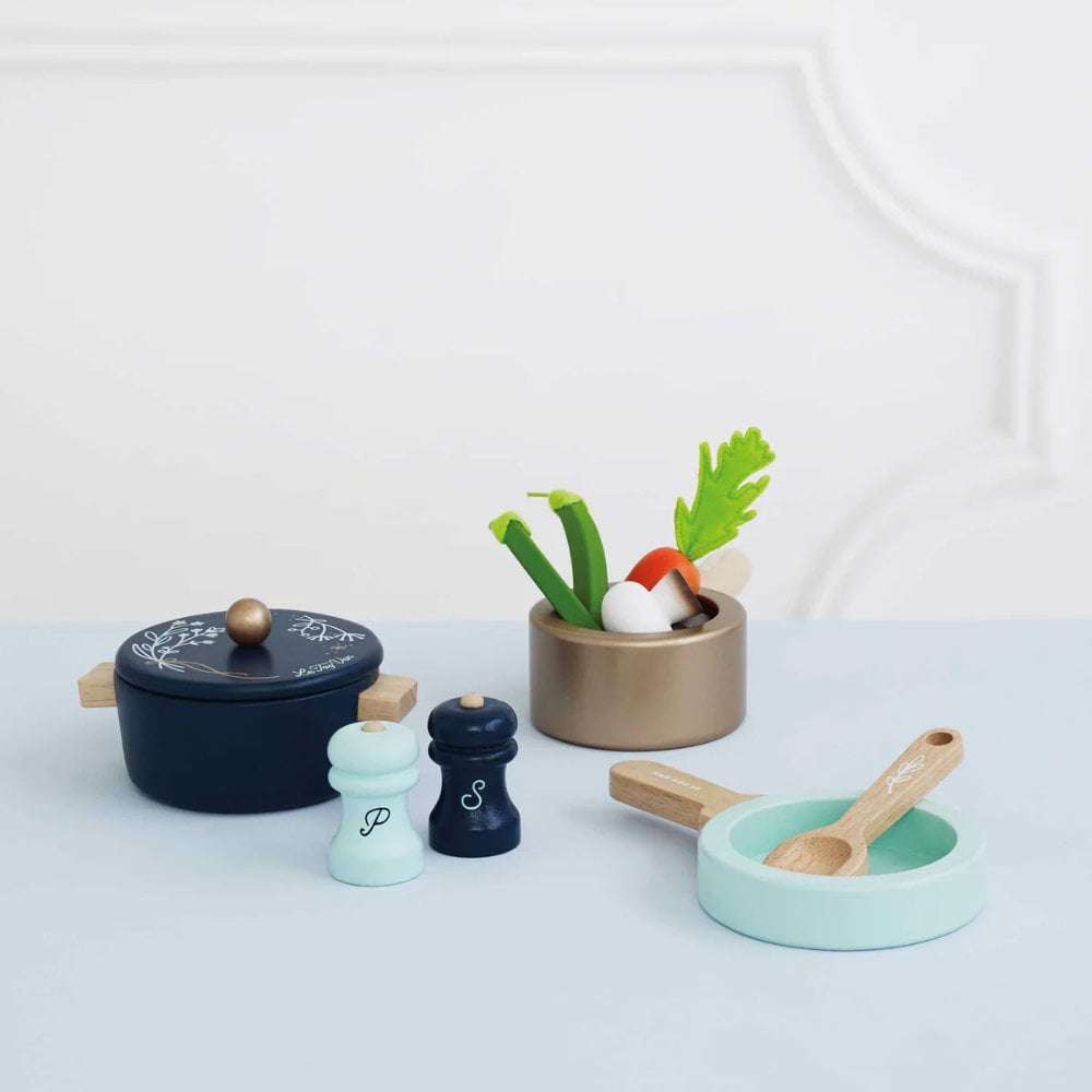 Wooden Pots &amp; Pans Kitchen Accessories - 7pcs