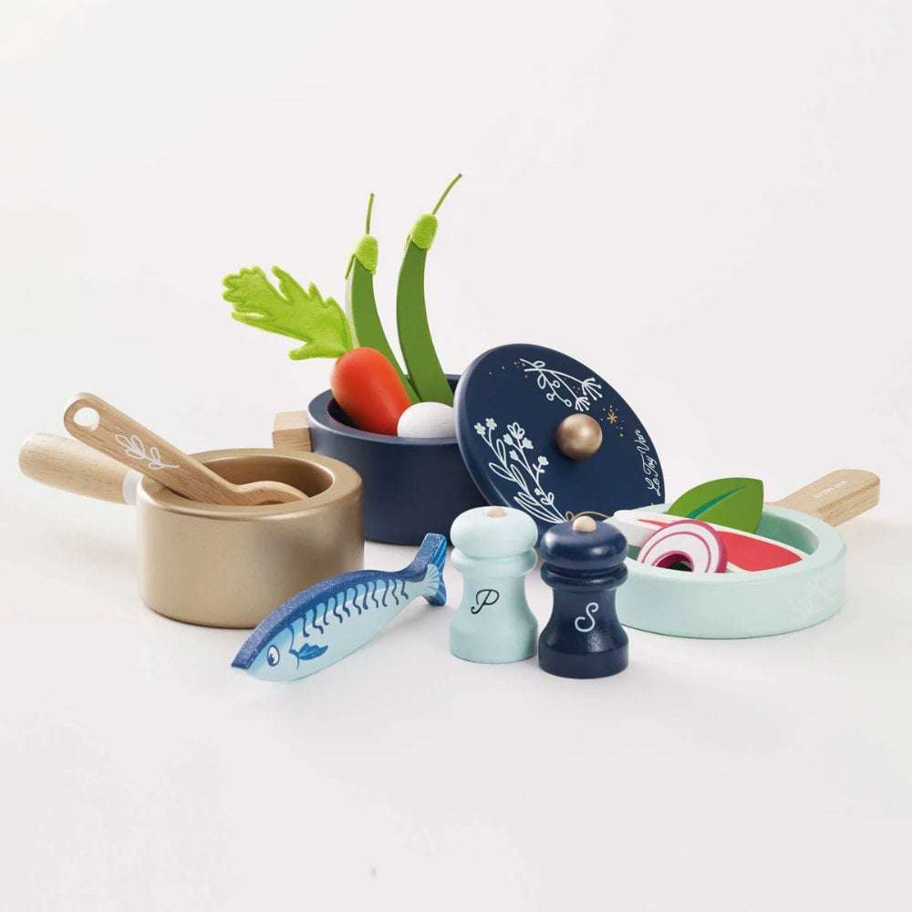 Wooden Pots &amp; Pans Kitchen Accessories - 7pcs