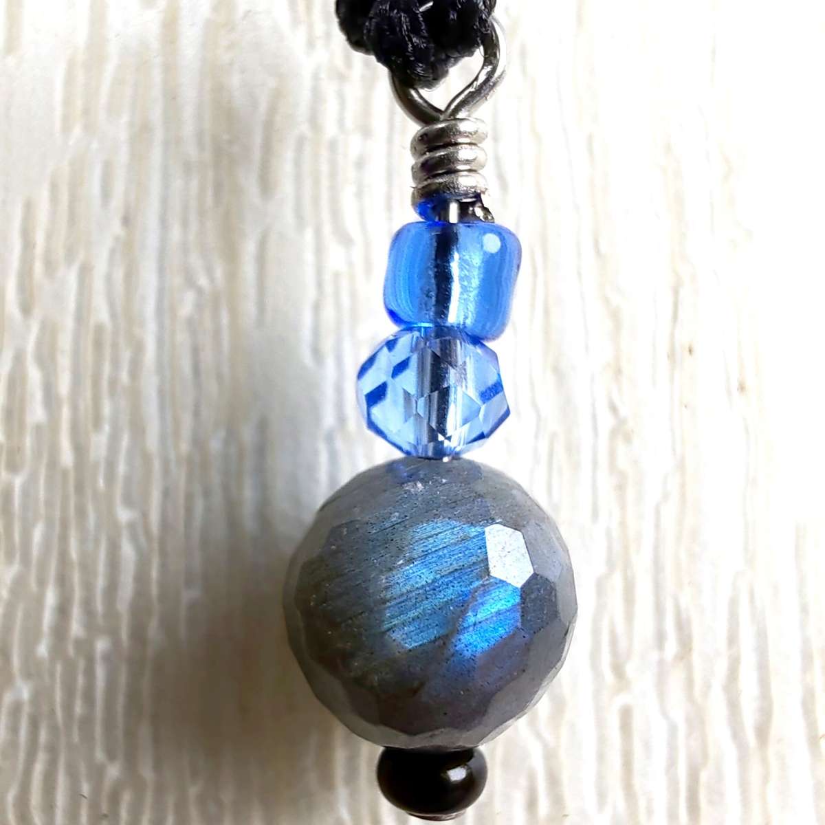 Labradorite Pendant on Black Chord