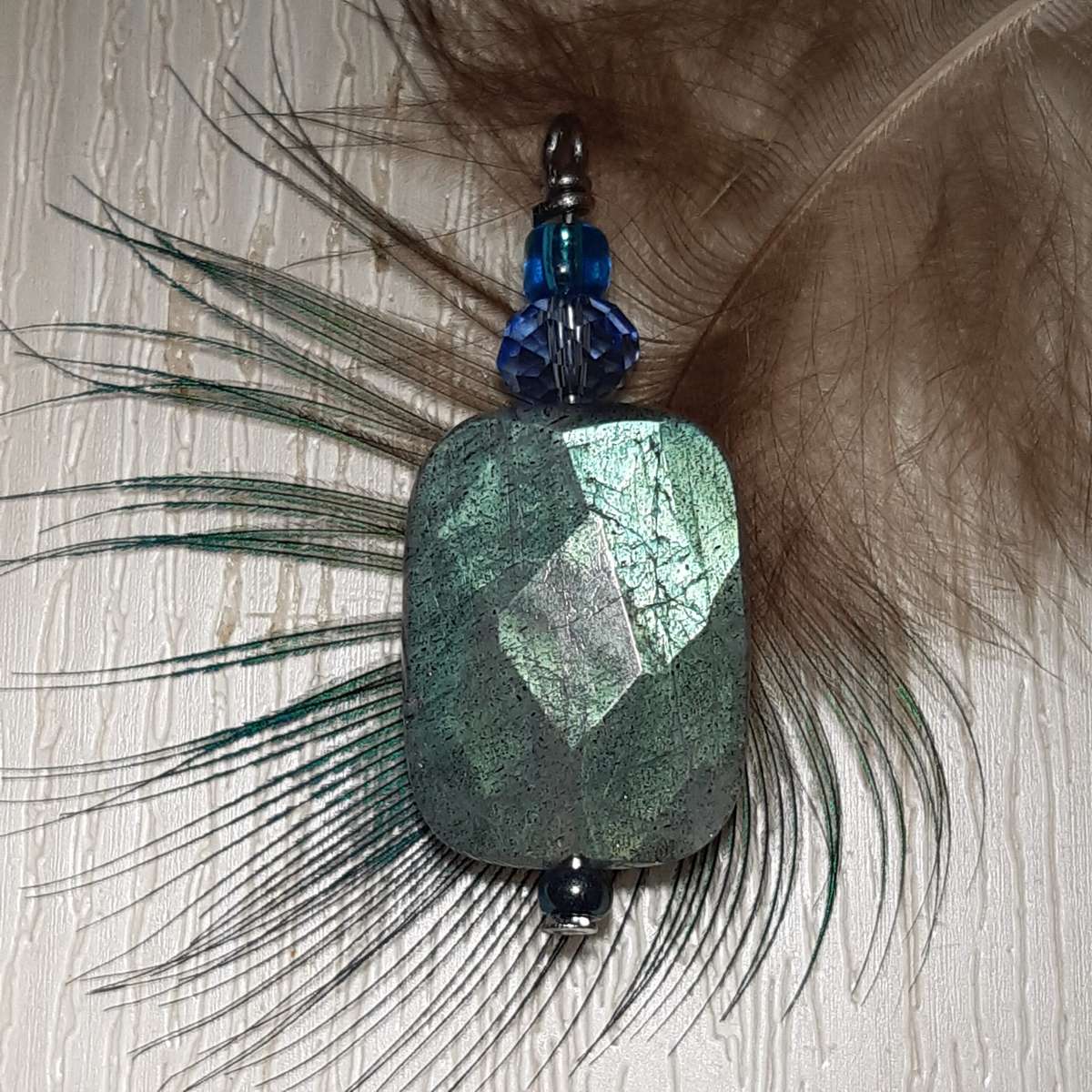 Labradorite Pendant on Black Chord