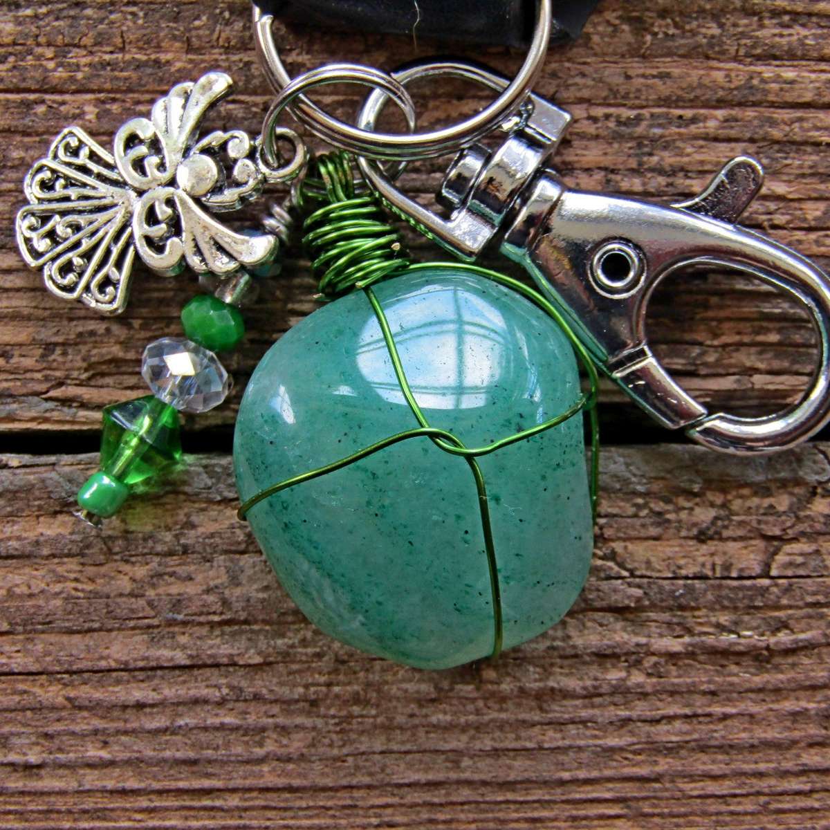 Tumbled Stone with Angel Charm Keyring