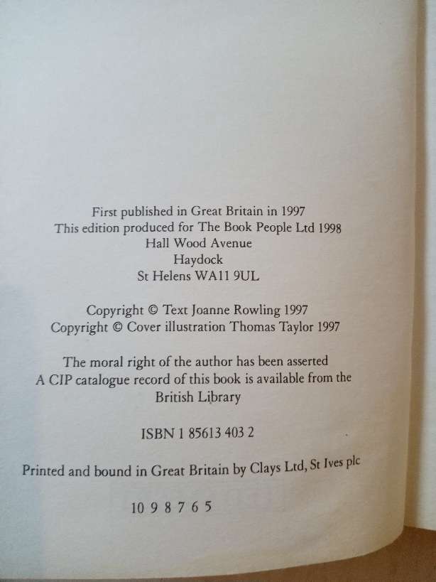 Harry Potter and the Philosopher's Stone (First UK Ted Smart edition-5th printing) Hardcover - 19...