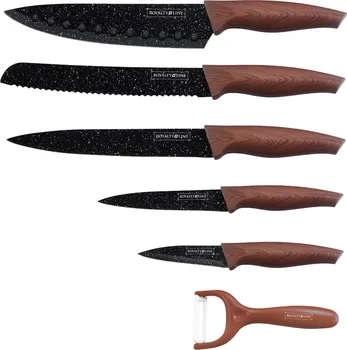 Royalty Line - 6 Piece Marble Coating Knife Set with Peeler Black
