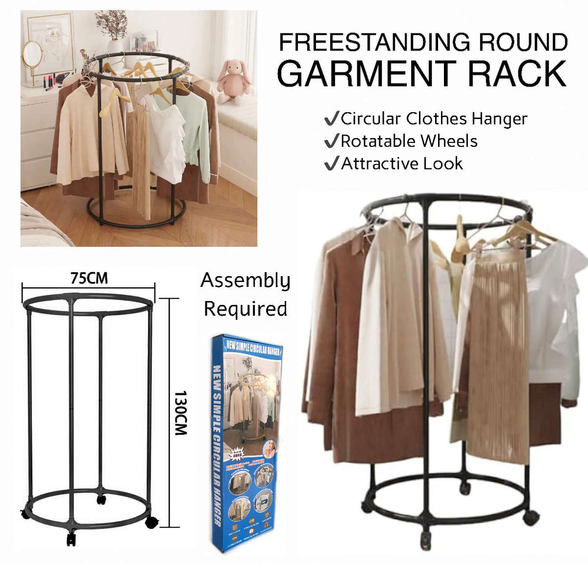 Circular Clothes Rack  The Space-Saving and Organizational Ally/ 360°